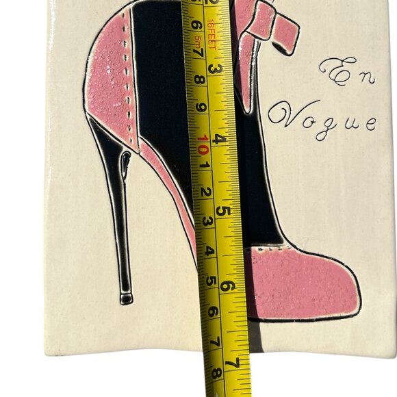JOLINDA LINDEN STONEWARE Hanging Plaque 'En Vogue' Stiletto Heels Pink 5" x 7" - Picture 7 of 10